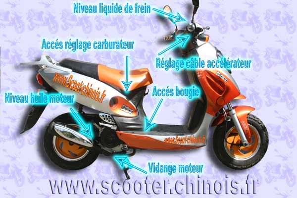 Localisation des pices du scooter Chinois